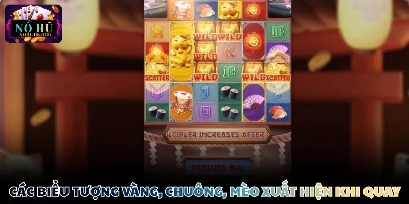 meo tai loc cac bieu tuong Các biểu tượng vàng, chuông, mèo xuất hiện khi quay hũ